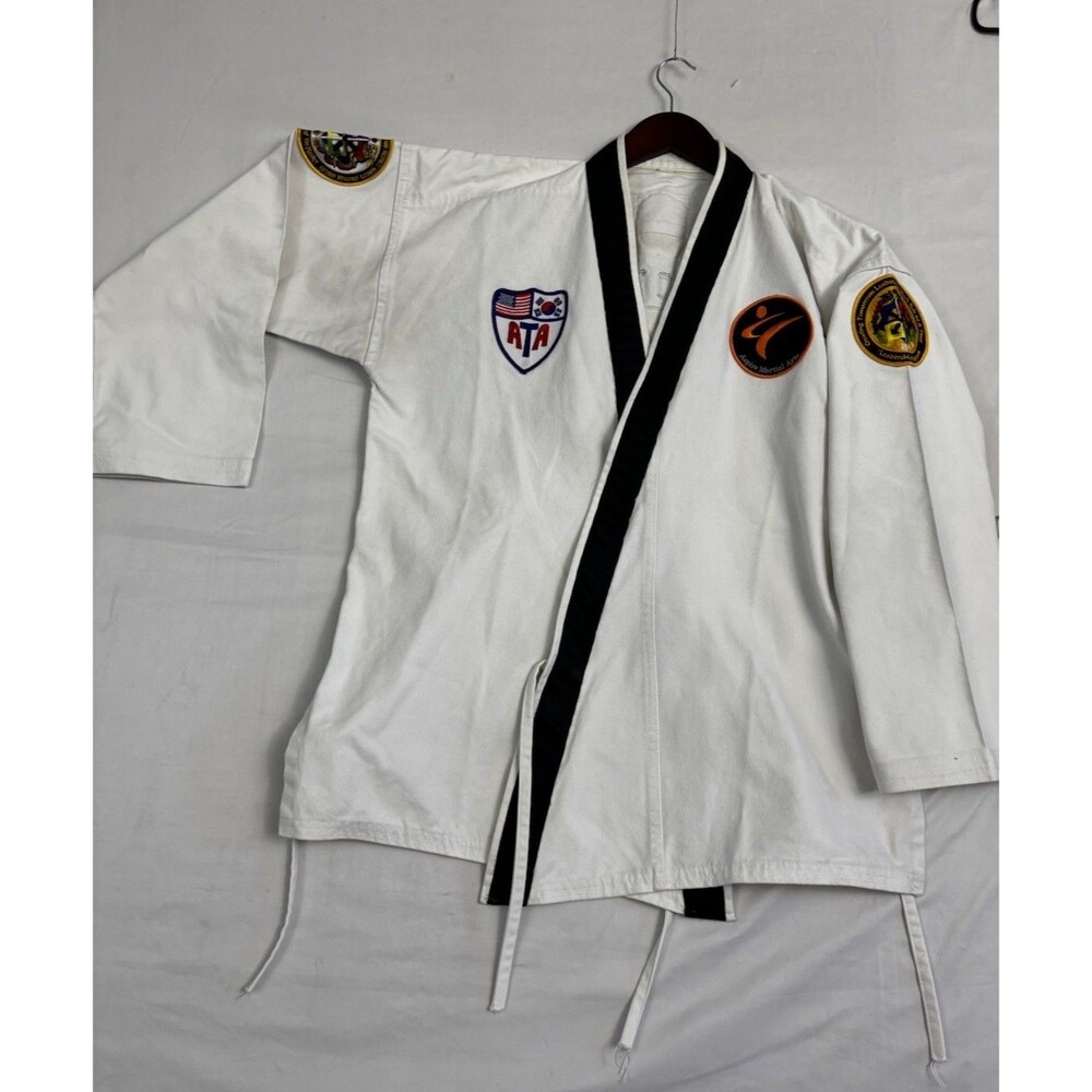 ATA State Champion Johnnie Morris Black Belt Taekwondo Uniform Top White Size